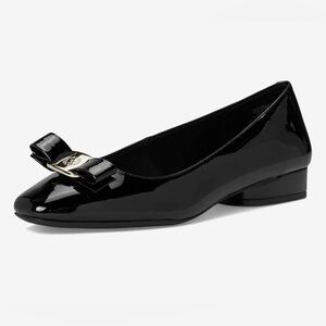 Anne Klein Glossy Black Heels with Silver Accent